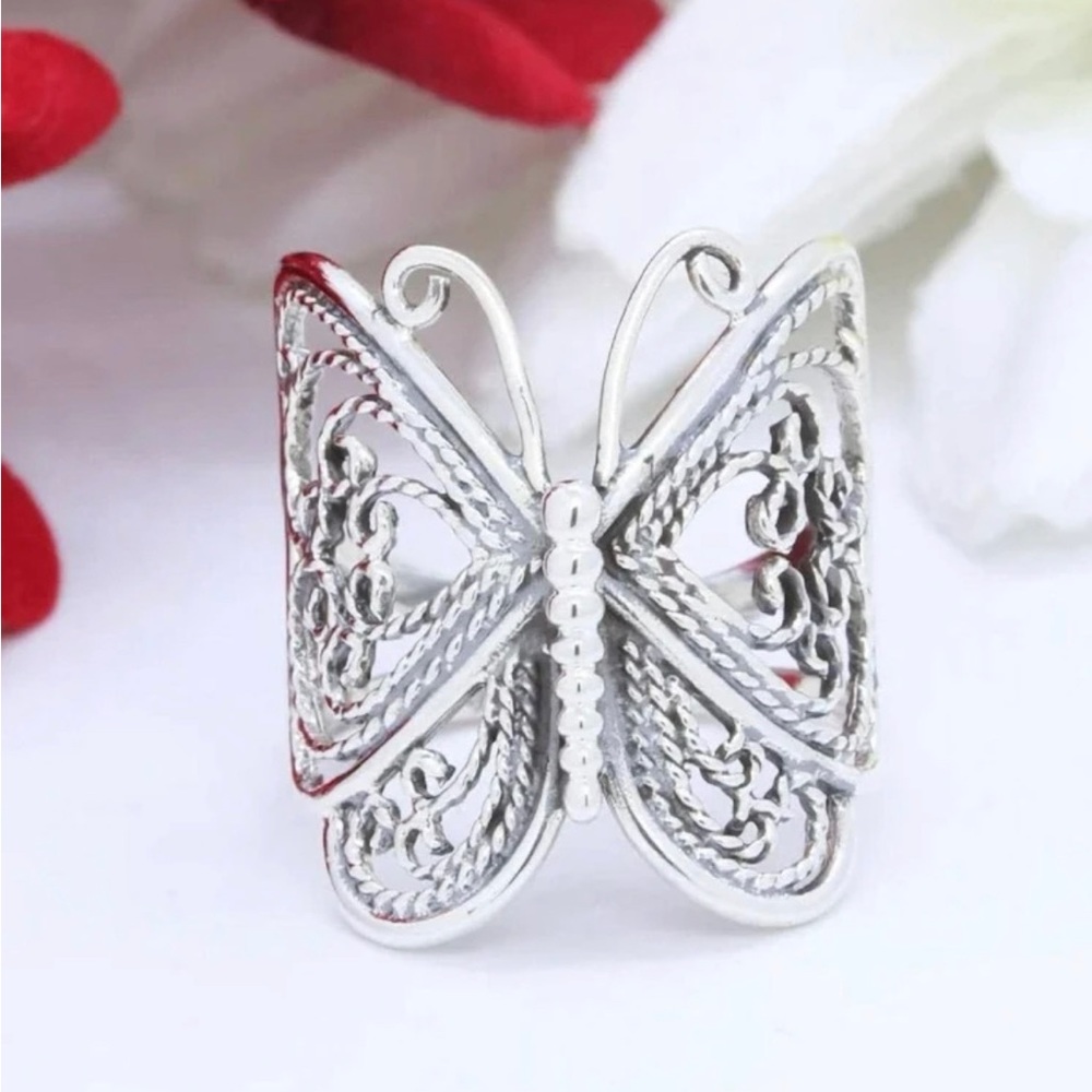 Silver butterfly ring
